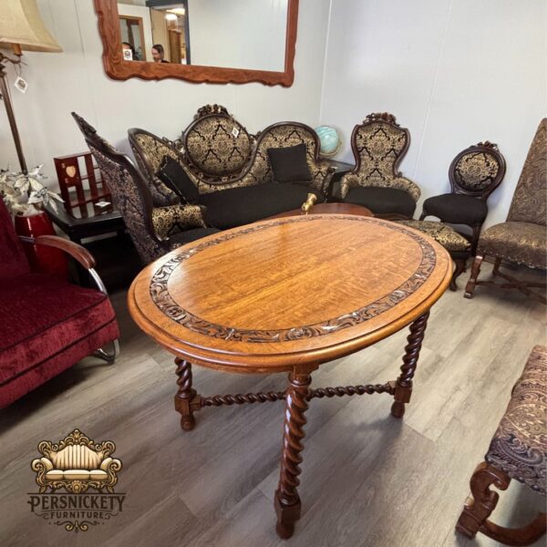 Antique Quarter-Cut Oak Barley Twist Table